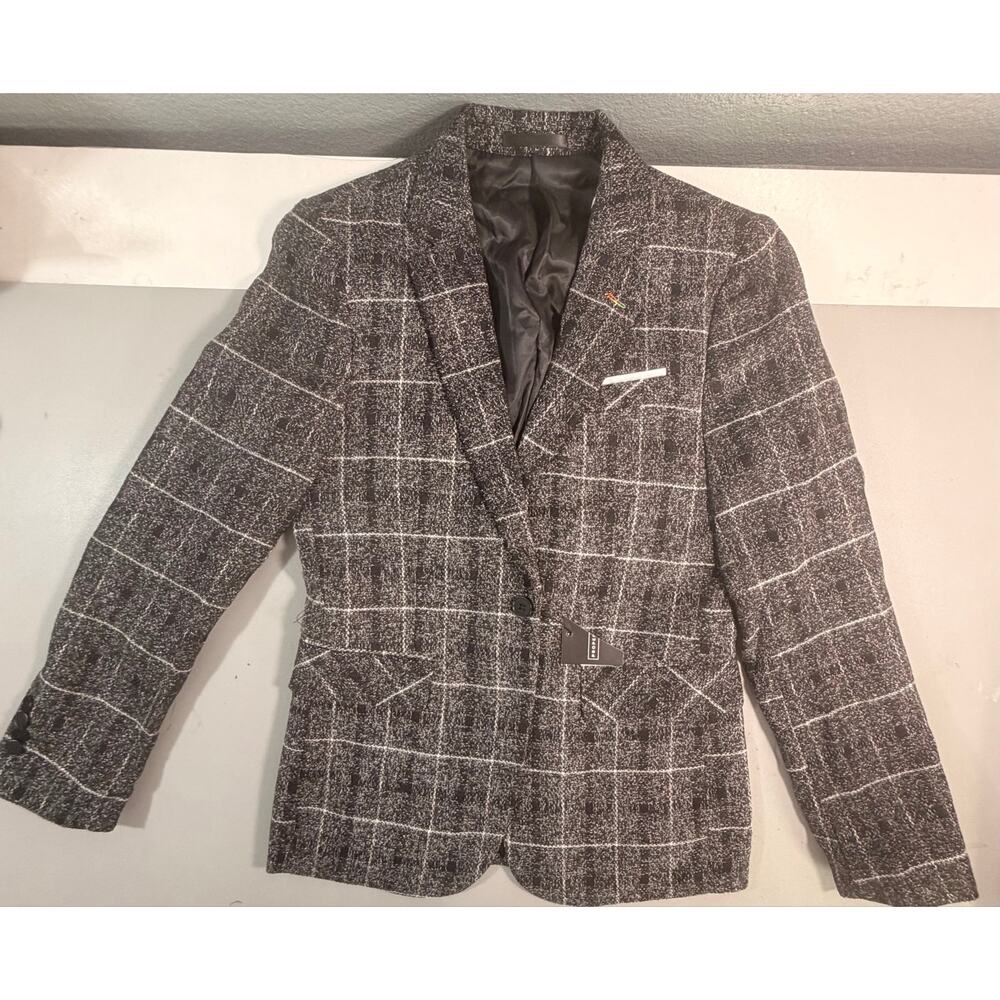 Proper Pair men's charcoal plaid long sleeve blazer sport coat in size XS